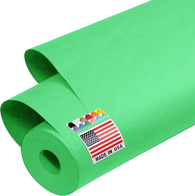 USA Made 48" x 1200" (100 ft) Christmas Green Kraft Paper Roll, 45 lbs Thickness, American Quality Colored Kraft Paper for School, Bulletin Board - Non-Toxic, Odorless, Safe for Kids