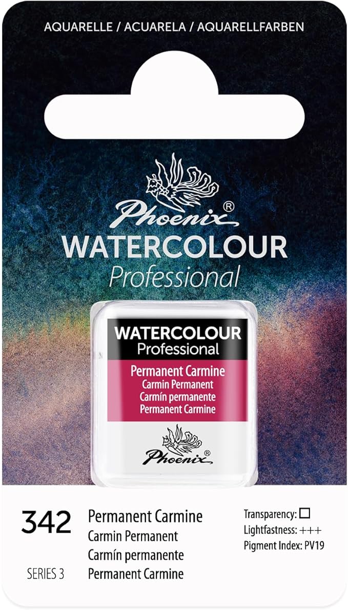 PHOENIX Professional Watercolor Paint - Single Watercolor Half Pan - Permanent Camine 342