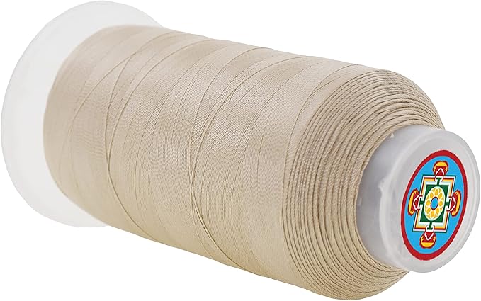 Mandala Crafts Cream Heavy Duty Thread - 1500 Yds Tex 70 Bonded Polyester Threads for Sewing Drapery, Jeans, Leather, Hair, Outdoor Marine Upholstery