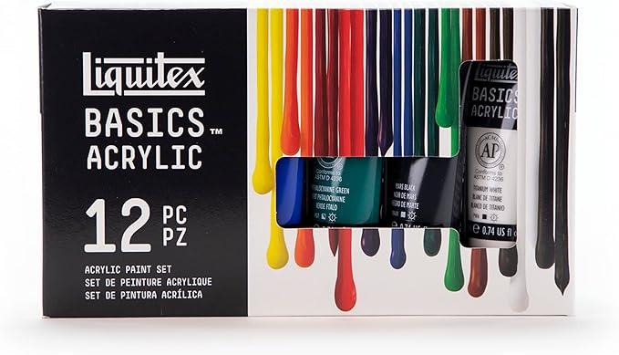 Liquitex BASICS Acrylic Paint Set, 12 x 22ml (0.74-oz) Tube Paint Set