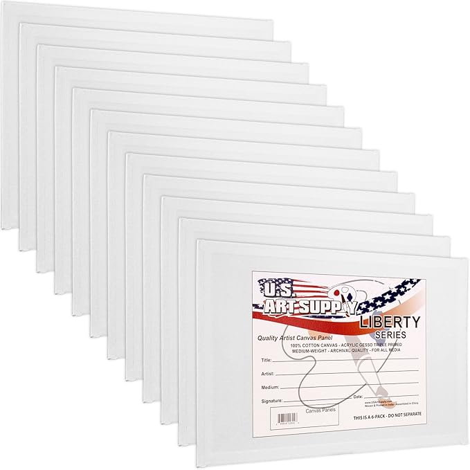 US Art Supply 18 X 24 inch Professional Artist Quality Acid Free Canvas Panel Boards for Painting 12-Pack (1 Full Case of 12 Single Canvas Board Panels)