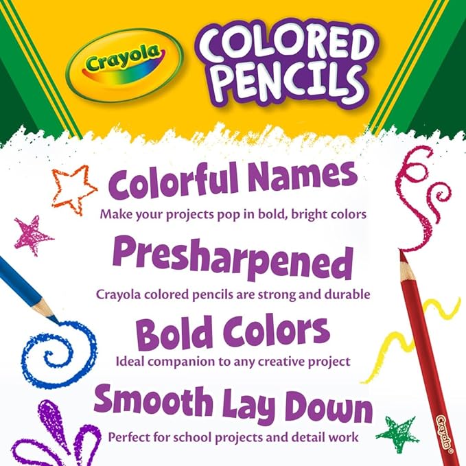 Crayola Colored Pencils (36ct), Kids Pencil Set, Pre-Sharpened Coloring Book Pencils for Kids & Adults, Arts & Crafts Supplies, Ages 3+