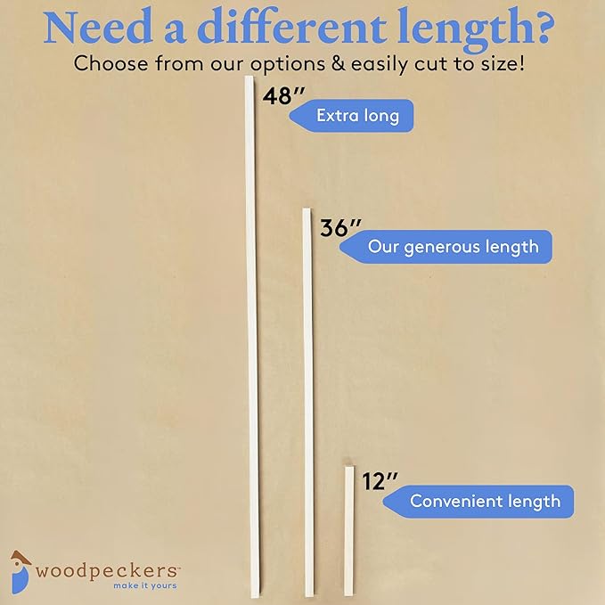 DIY Wooden Square Dowel Rod 3/4-inch x 36 Pack of 25 Hobby Wood Sticks for Crafts, Wood Trim & Architecture Model Making, by Woodpeckers