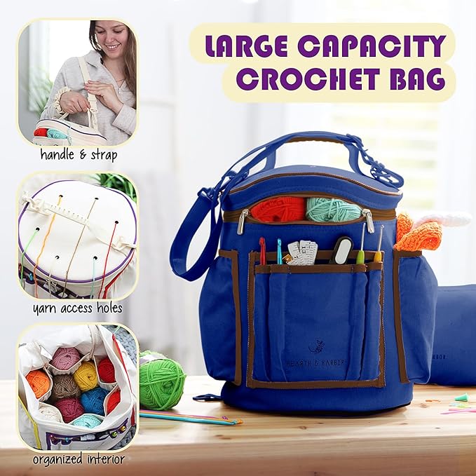 Crochet Kit for Beginners Adults and Kids - Beginner Crochet Kit for Adults with Step-by-Step Video Tutorials, Amigurumi and Crocheting Kit, Crochet Starter Kit with Soft Crochet Yarn and Crochet Bag