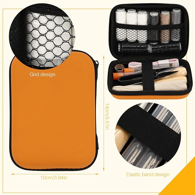 Mini Sewing Kit Upholstery Repair Kit Includes Thumb Sleeve, Scissors, Awl, Measuring Tape. Suitable for Cars, Sofas, Backpacks, Shoes, Tents, Mattresses, Binding Handmade DIY