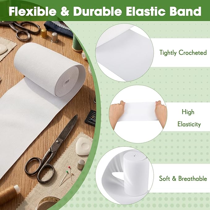 EBOOT 1 Pcs Elastic Spool (5 Inch X 5 Yard,White)