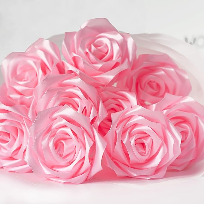 1-1/2 Inch Wide Pink Satin Ribbon, 50 Yards Solid Polyester Fabric Ribbon for Roses Making, Gift Wrapping, Valentine's Day, Wedding Decorations, Crafts, Bows, Flower Bouquets