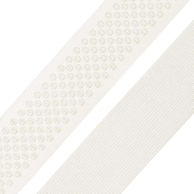 Mandala Crafts 1.5 Inch Elastic Silicone Gripper Tape for Clothing - 10 Yds Dotted Non Slip Elastic Band for Sewing - Off White Silicone Flat Fabric Stretchy Ribbon Straps
