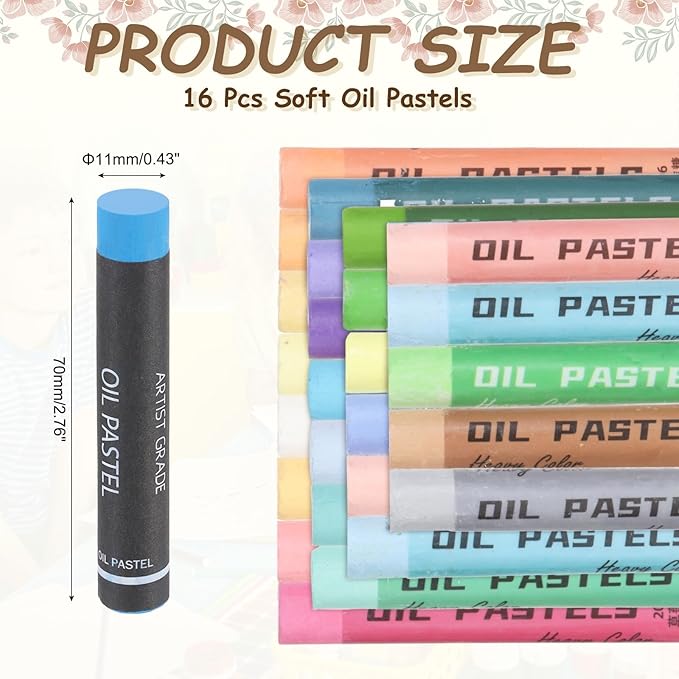 MECCANIXITY Soft Oil Pastels, Oil Pastel Crayons Vibrant Color Blendable Art Supplies for Painting Drawing Blending Painting Artists Beginners Professional(Dark Blue, Pack of 16)