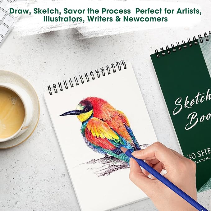 20 Pieces 5.5'' x 8.5'' Top Spiral Bound Sketch Books, 30 Sheets Each (68lb/100gsm) Bulk Artist Sketch Pads, Sketch Book for Kids, Art Sketchbooks for Painting