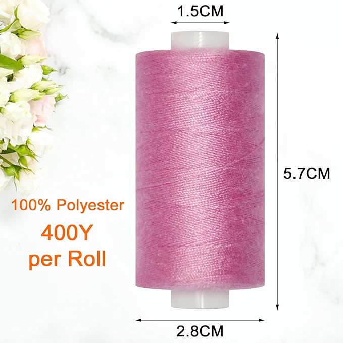 All Purpose Sewing Thread-2 Spools of Hand Polyester Sewing Thread for Sewing Machine for Hand and Machine Sewing(Light Cyclamen Pink, 2 spools)