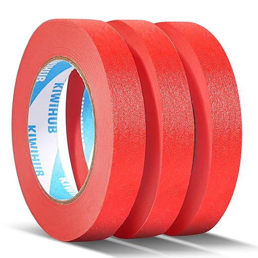 Red Painters Tape,0.7" x 60 Yards x 3 Rolls (180 Yards Total) - Medium Adhesive Masking Tape for Painting,Labeling,DIY Crafting,Decoration and School Projects