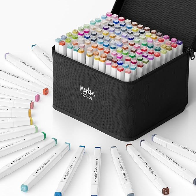 120 Colors Alcohol Markers,Dual Tip Coloring Markers for Artists,Art Marker Set Drawing Colorful Gift for Painting