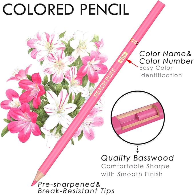 Orange Yellow Colored Pencils,Oil Based Wooden Colored Pencil Set for Adults Coloring Books Drawing Sketching Art Supplies 24 Color