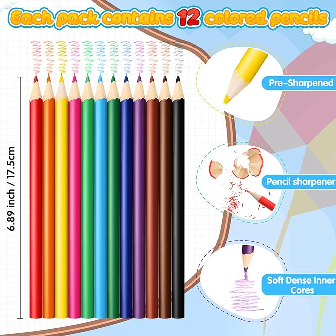 36 Pack Christmas Colored Pencils Gifts Bulk with Sharpener, 12 Color Travel Portable Presharpened Pencil Pack, Colored Pencils Set for Adults Christmas Charity Arts Supplies Painting