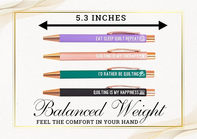 InnoBeta Quilting Gifts Ballpoint Pen Set of 4, Gifts for Quilters on Birthday and Christmas