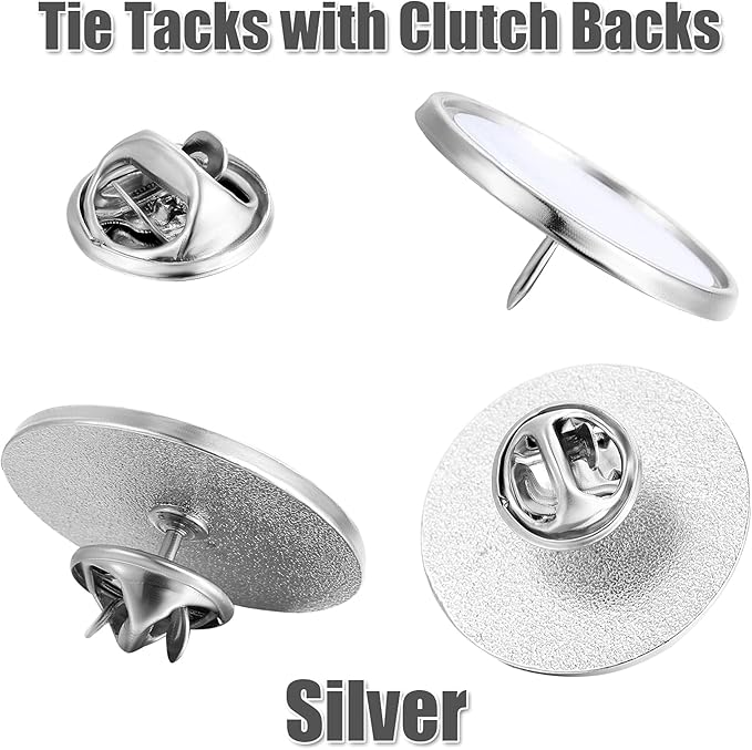 Hicarer 20 Pieces Sublimation Blank Pins Button Pin Badge DIY Button Badge Sublimation Silver Blank Base Pins for DIY Craft Making School Supplies