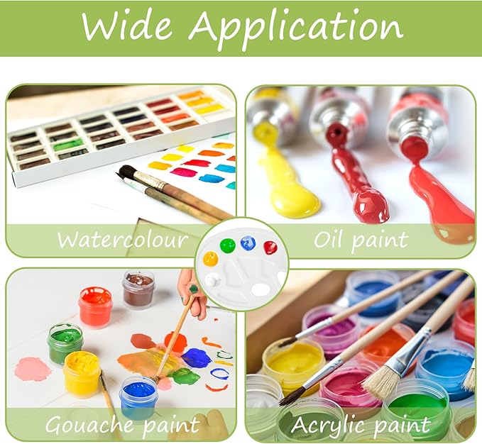 50 PCS Plastic Paint Tray Palettes, Paint Pallets with Thumb Hole, Oval Paint Holder Tray for Painting or DIY Craft Class