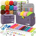 Yarniss Crochet Kits for Beginners with Instruction, All-Inclusive Crochet Set Include 840 Yards Yarn&14 Sizes Crochet Hooks, Crocheting Kit for Adult with Bag,Purple
