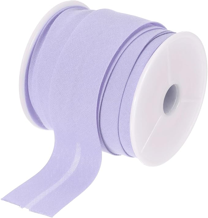 MECCANIXITY 1 Inch Single Fold Bias Tape Cotton Continuous Bulk Bias Tape for Sewing, Seaming Quilting Hemming Binding Crafts (Light Purple 10 Yards)