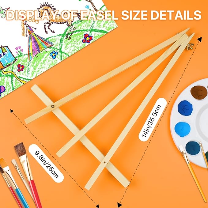 2 Pack 14 Inch Wood Easels, Tabletop Easels, Easel Stand for Painting, Tripod Painting Easels for Art & Crafts, Portable Canvas Holders