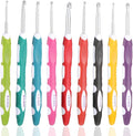 cobee 9Pcs Crochet Hooks, Ergonomic Crochets Hooks Set, Hook Knititng Needles Non Slip Rubber Handle Crochets, Long Crocheting Hook Grips for Beginners and Experiecced Crochet Lover