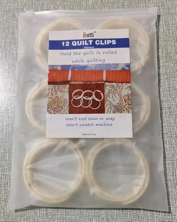 Quilt Clips for Quilting, 12 Pack – 3 Inch Heavy Duty Plastic Quilt Roll Clips, Quilting Clips Hold Quilt Rolled, Easy to Use, Won’t Scratch Machine, White, for Queen Size Quilt Projects