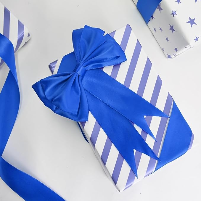 Double Face Royal Blue Satin Ribbon 1-1/2 inch X 25 Yards 100% Polyester Royal Blue Ribbon for Gift Wrapping Very Suitable for Weddings Party Hair Bow Invitation Decorations and More