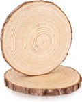 FSWCCK 2 Pack Nature Unfinished Round Wood Slices, 8-9 Inches Wooden Circle, Large Wood Slabs for Weddings Centerpieces Decor and DIY Painting Crafts (8"-9")