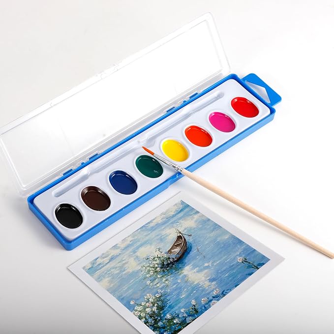 36 Pack Watercolor Paint Set Bulk,8 Colors Washable Paint Set for Kids and Adults,Water Color Paints with Brushes for Party Favors, Gifts, Art Activitie