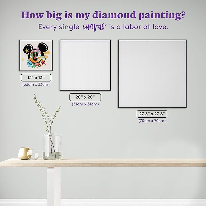 DIAMOND ART CLUB Mickey Shapes Diamond Painting Kit, Fun DIY Crafts for Adults, Round Diamond Art Canvas, 13" x 13"