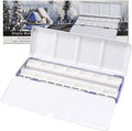 MYARTOOL Empty Watercolor Palette, Empty Watercolor Tin with Fold-Out Palette, Paint Tray Palette with 12 Empty Full Pans for DIY Travel Watercolor Palette, Acrylic Painting