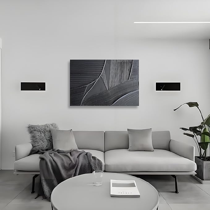 Art 36x24 inch Hand-Painted Pure Black Texture Oil Painting Modern Abstract Art Home Office Wall Decoration Painting