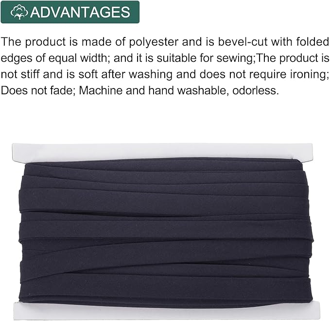 MECCANIXITY 1/2 Inch Double Fold Bias Tape Continuous Bulk Cotton Bias Tape for Sewing Seaming Quilting Hemming Binding Crafts (Gray Black 25 Yards)