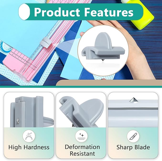 6 Pcs 157400-1001 Paper Trimmers Blades Replacement for Fiskars Blades, Compatible with 12" Portable Paper Cutter Style I Blade 1968701005, Grey