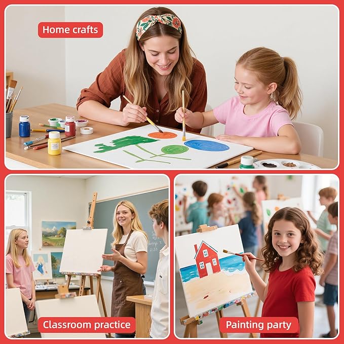 Simetufy 100 Pack 8x10 Bulk Canvas Boards for Painting Value Pack Small Flat Canvas Panels 100% Cotton for Gouache Watercolor Acrylic Oil Paint, for Art Class & Party