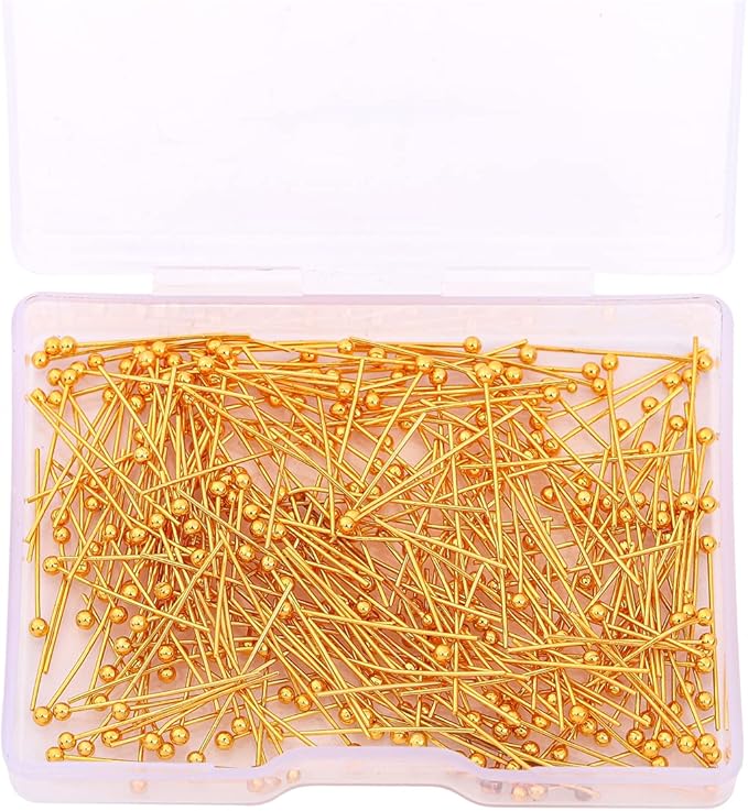 18K Gold Plated Ball Head Pins Non Tarnish 20mm 300pcs for Jewelry Making Findings