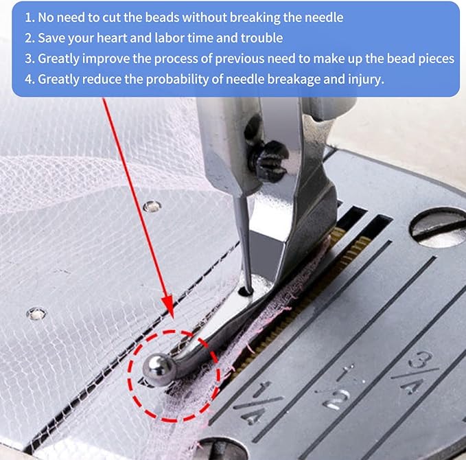 Pakalife P369 Sewing Machine Presser Foot - Bead & Sequin Special Foot for Fabric, Wedding Dress, and Beaded Materials - Compatible with JUKI