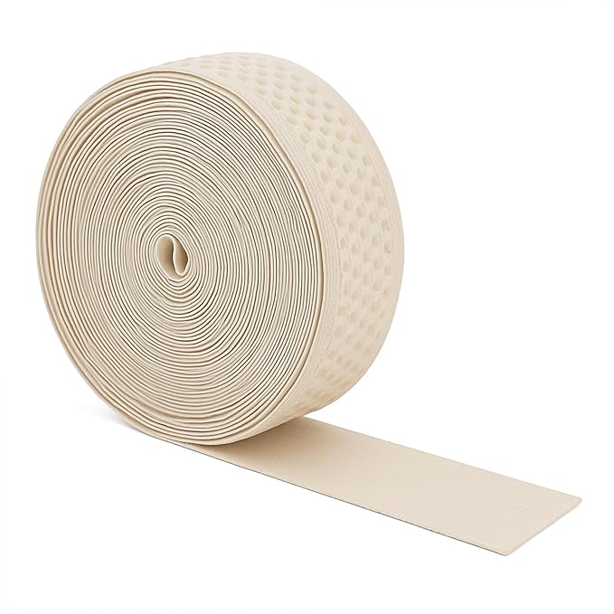 Mandala Crafts 1.5 Inch Elastic Silicone Gripper Tape for Clothing - 10 Yds Dotted Non Slip Elastic Band for Sewing - Cream Silicone Flat Fabric Stretchy Ribbon Straps