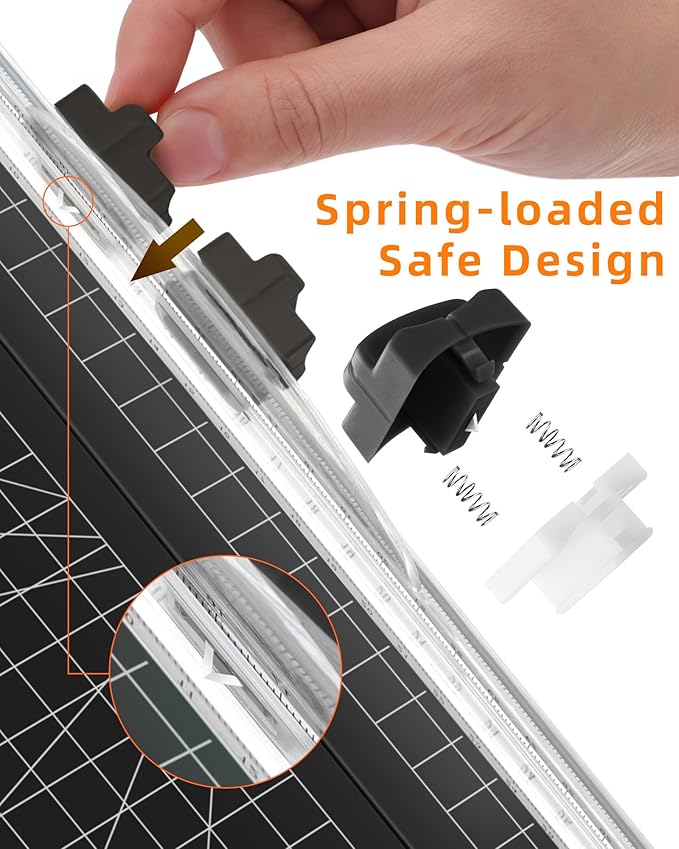 Firbon 2Pcs Refill Blades for A4 A5 Paper Cutter, Spring-Loaded Safeguard Design Replacement Blade for Paper Trimmers (Black)