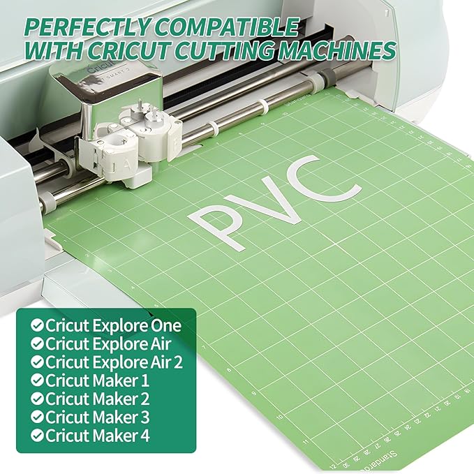 3 PCS Grip Cutting Mats, Non-Slip 12x12 Inch Green Cut Mats, Standard Sticky Grip Mat Compatible with Cricut Explore Air/Air 2/Maker Series Cutting Machines, Cutting Mats for Crafts DIY