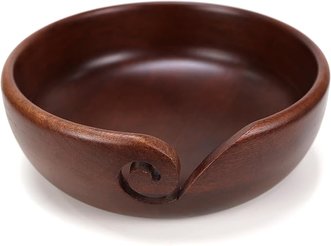 Iconikal Large 8-inch Wood Yarn Bowl - for Holding Cakes, Skeins, or Balls for Crochet, Knitting, Dispensing Yarn