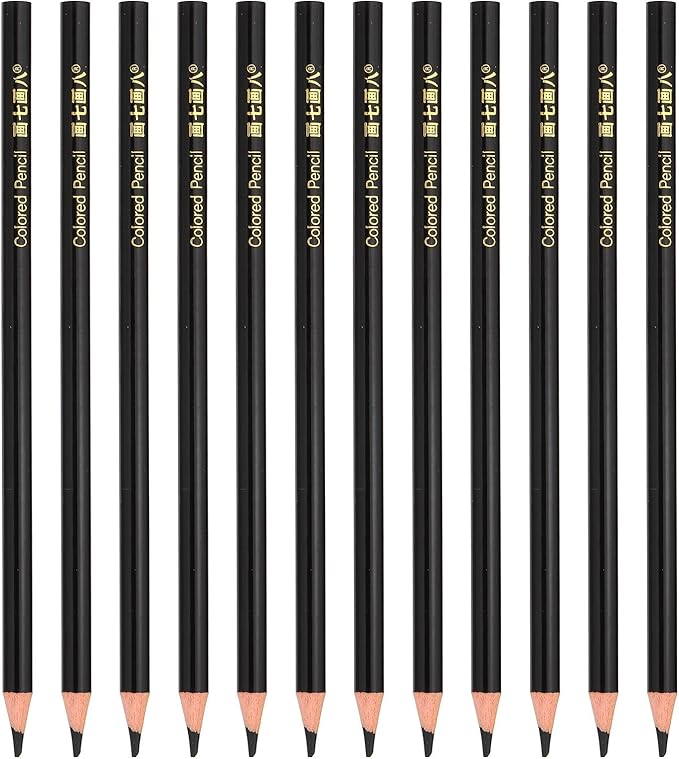 PATIKIL Black Colored Pencils Set,12 Pcs Oil Color Pencils Wooden Coloring Drawing Pencil for Artists Art Painting