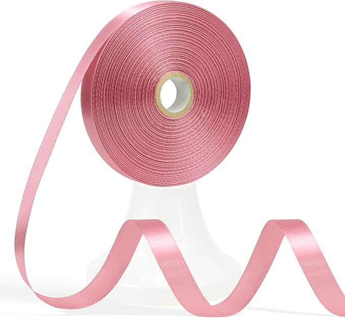 60 Yards Rose Gold Ribbon 1/2 Inch, Solid Satin Ribbon for Gift Wrapping, Crafts, Flower Bouquet, Wedding, Baby Shower, Festival, Christmas, Halloween