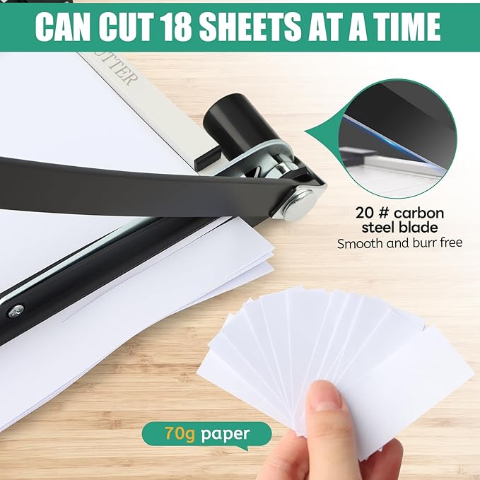 Paper Cutter with Corner Rounder,Paper Clips, Binder Clips and Push Pins Set,12" Heavy Duty Guillotine 18 Sheet Capacity - Metal Base Paper Trimmer with Safety Lock for Office, School, Crafting