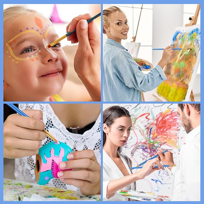 ESRICH 40pack/480pcs Paint Brushes, Nylon Hair Paint Brushes Set Round-Pointed Tip Paint Brush for Acrylic Painting,Watercolor Oil Miniature Painting Kits,Paint Brush for Kids Adult Arts Supplies