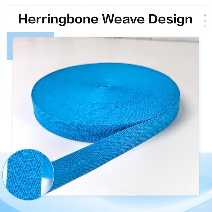 40 Yards Herringbone Twill Tape for Sewing,Pet Collar,Gift Wrapping Home Deco -3/4 inch Turquoise Cotton Webbing Straps-Natural Bias Binding Tape for Handles, Crafting & DIY Projects
