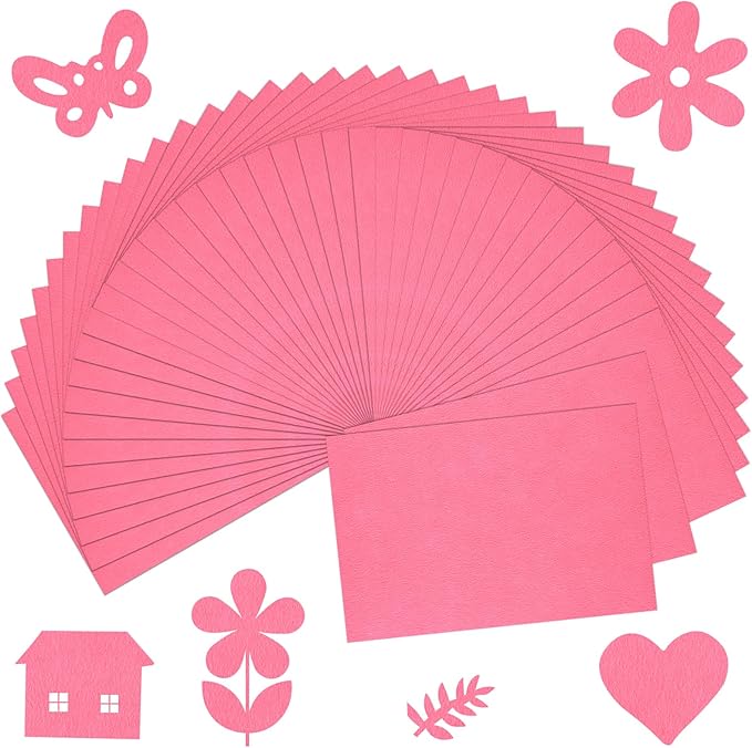 40 Pcs Pink Soft Felt Fabric Sheet 8" x 12" Assorted Color Felt Fabric Sheets for Crafts DIY Handcraft Sewing Squares Patchwork Nonwoven