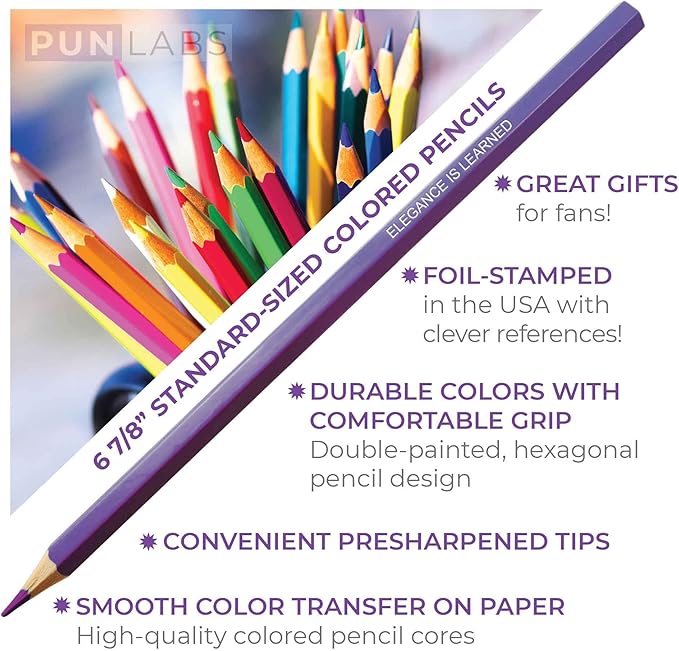 Real Housewrites Colored Pencil Set for Fans | 12 Real Housewives-Inspired Parody Pencils | Foil-Stamped with Clever Show References | Ideal Real Housewives Gifts & Merch for Fans