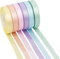Pastel Ribbon for Crafts Pastel Rainbow Ribbon 3/8" Double Face Satin 6 Rolls Assortment Thin for Gift Wrapping,Wedding Party Decorations - 60Yards